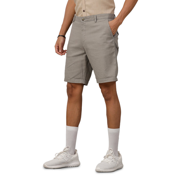 Men's Grey Cotton Knee Length Shorts